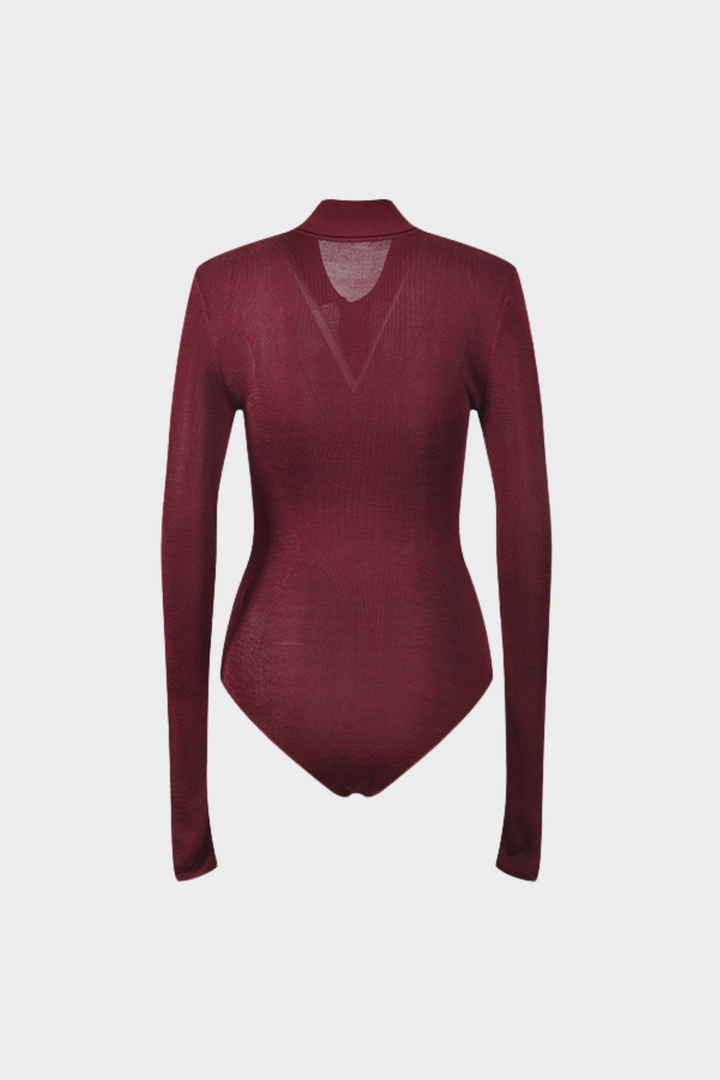 Soft Viscose Knit Long Sleeve Bodysuit Top