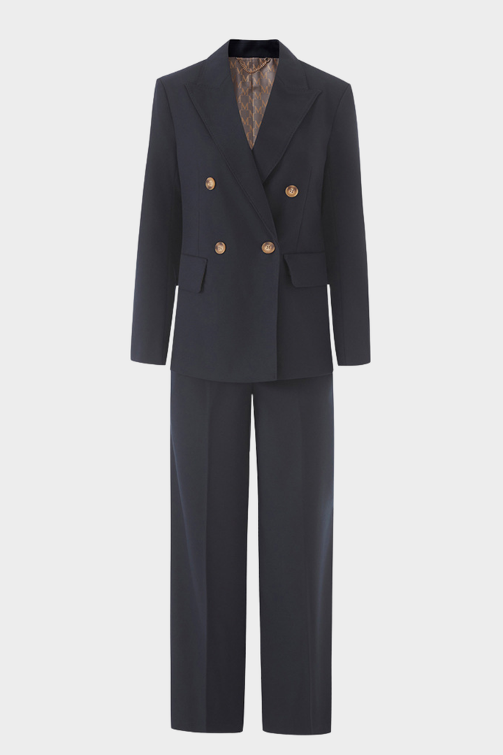 Signature Bordeaux Structured Suit with Wide Leg Trousers