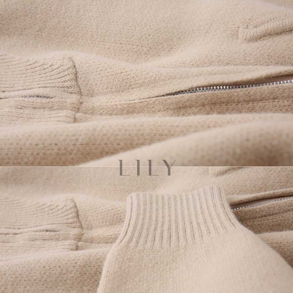 Comfy Naya  High Neck Zip Knit Set