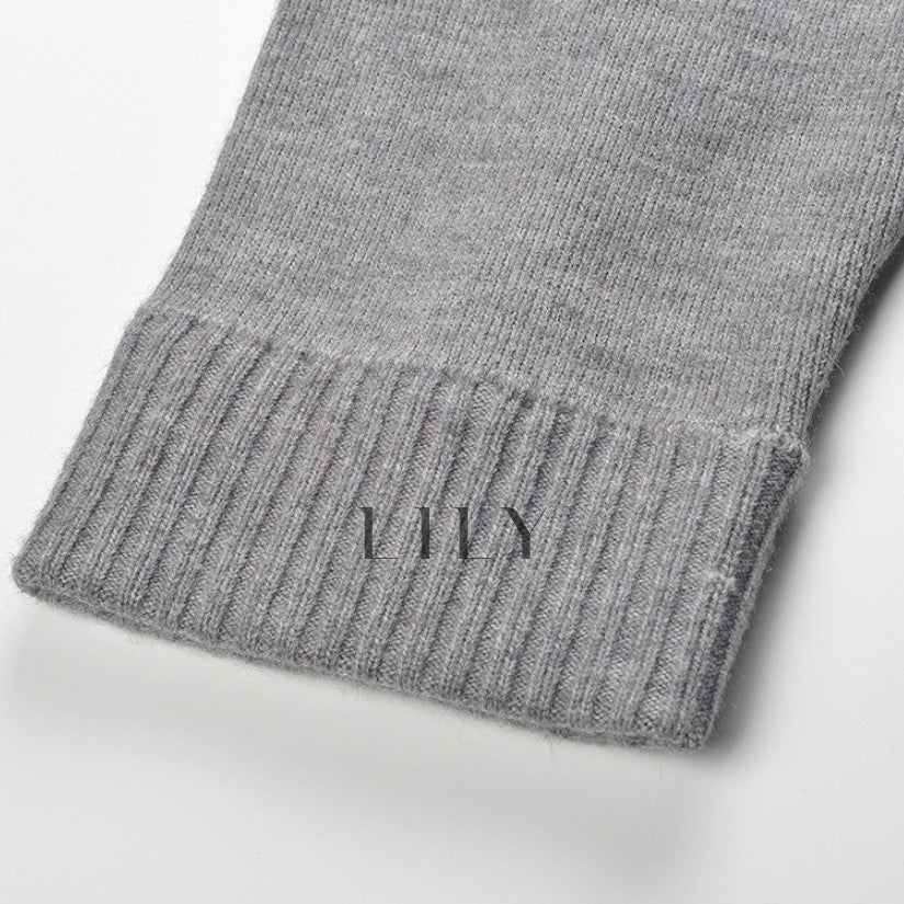 Leona Contrast Knit Grey Cardigan