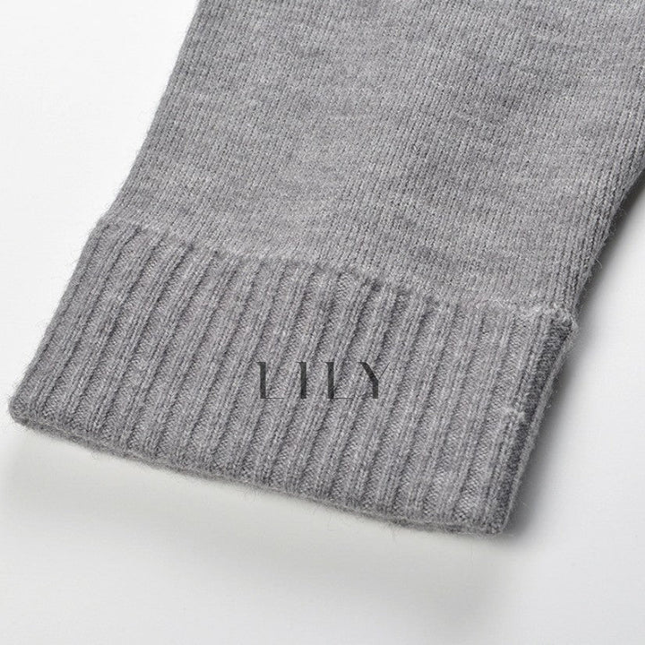 Leona Contrast Knit Grey Cardigan