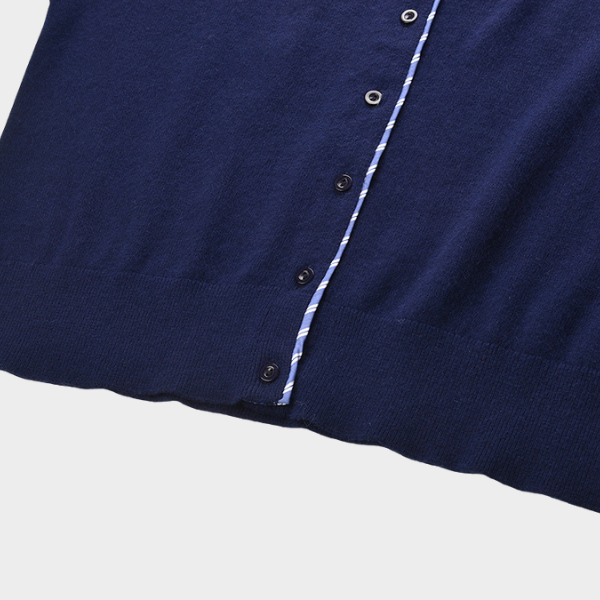 Navy Contrast Patchwork Knit Top