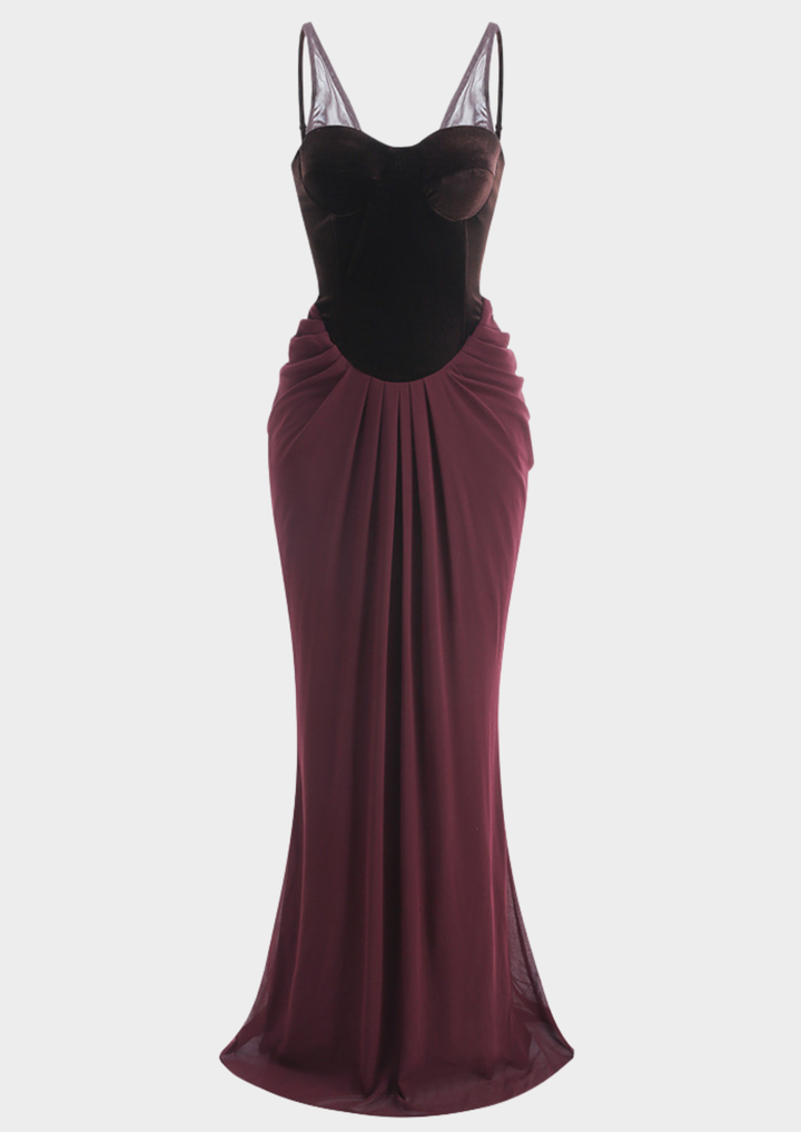 Mariana Backless Draped Elegance Maxi Dress