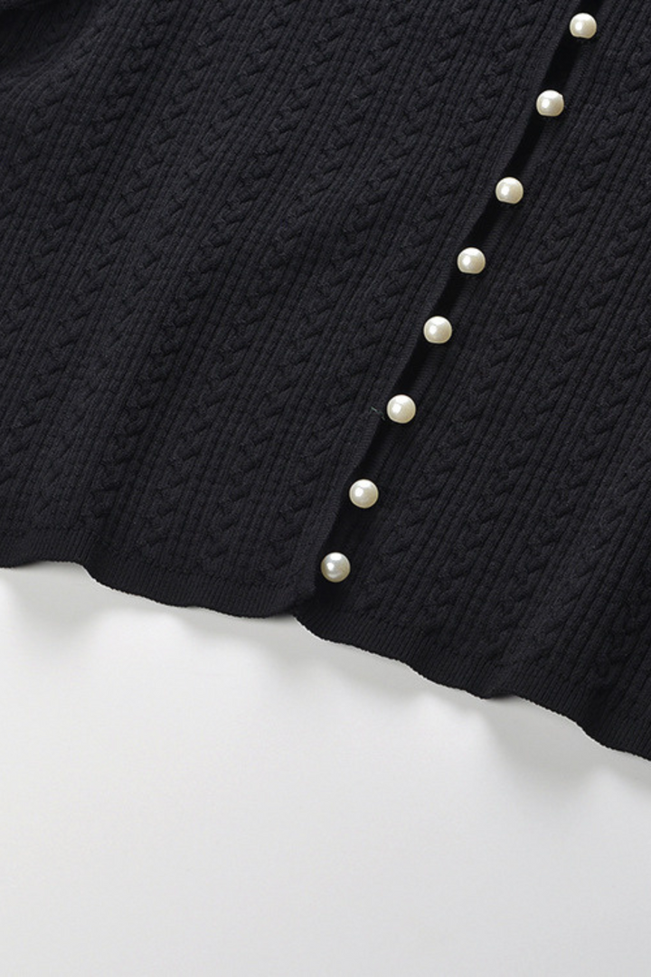 Pearl Luxe Trim Cropped Knit Cardigan Top