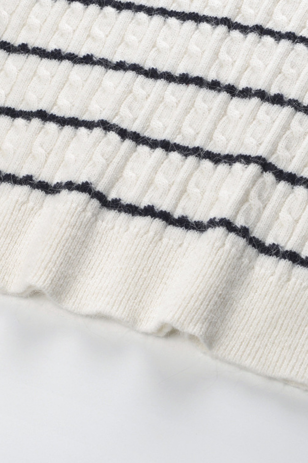 Pearl Striped Jacquard Knit Sweater Top