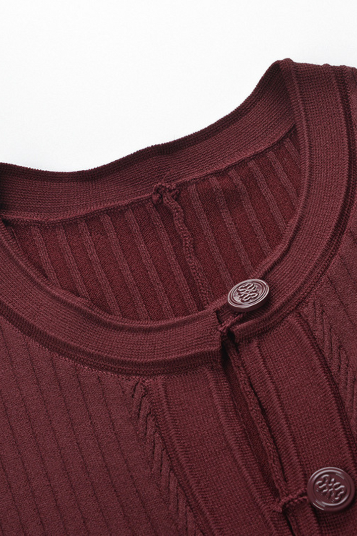 Luxe Viscose Button Down Knit Maxi Dress In Burgundy