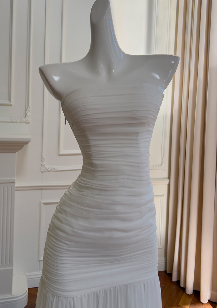 Ivory Whisper Mesh Maxi Dress
