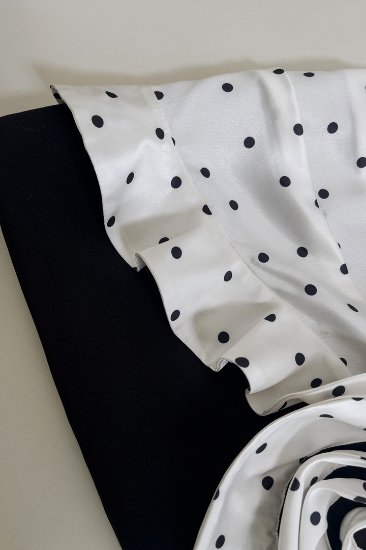 Noir Rosette Polka Back Tie Mini Dress