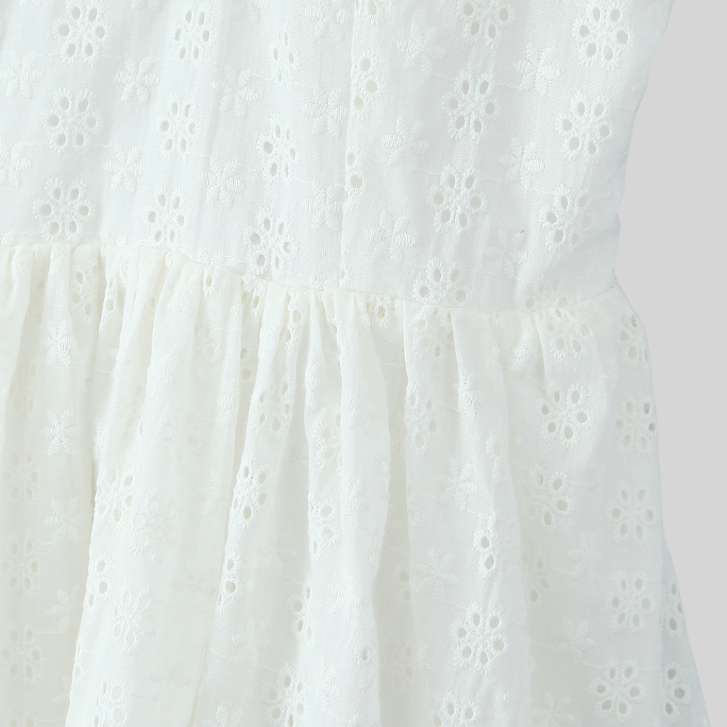White Floral Bow Mini Dress