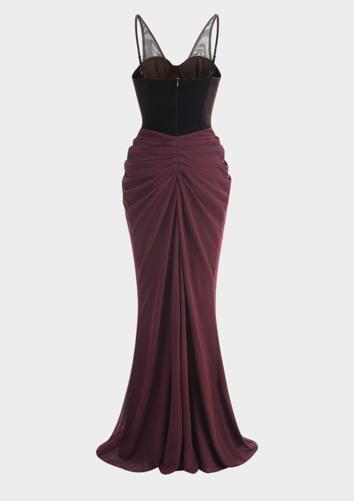 Mariana Backless Draped Elegance Maxi Dress