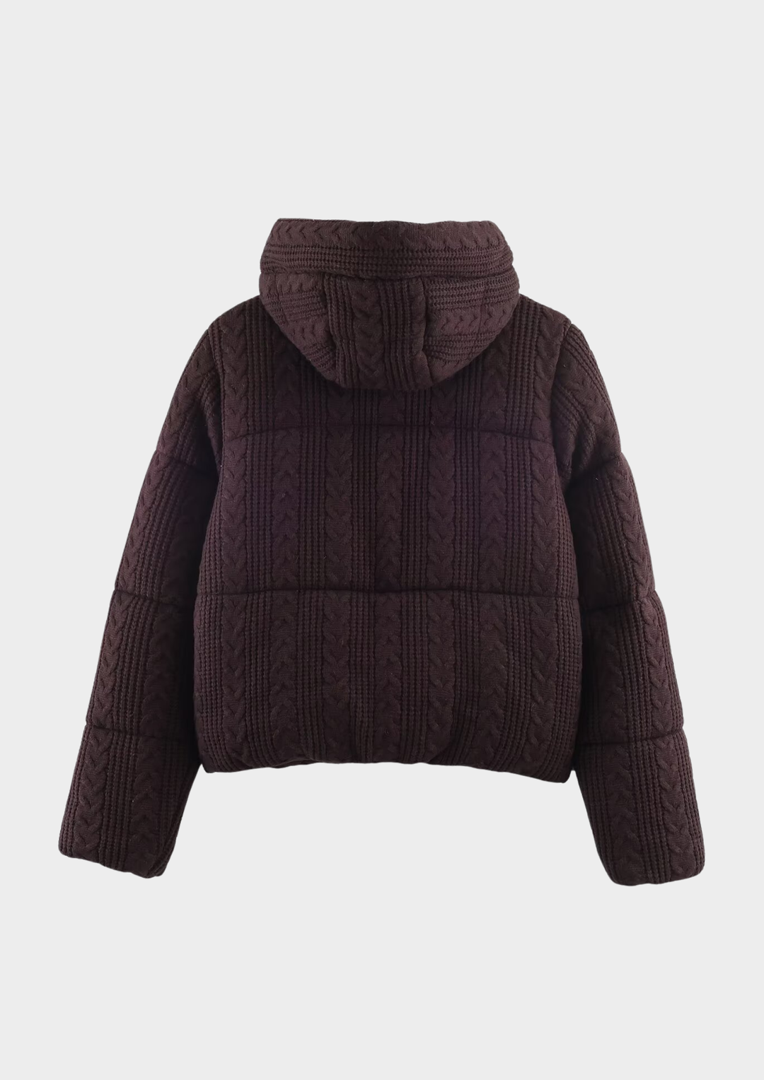 Cable Knit Hooded Cotton Padded Jacket