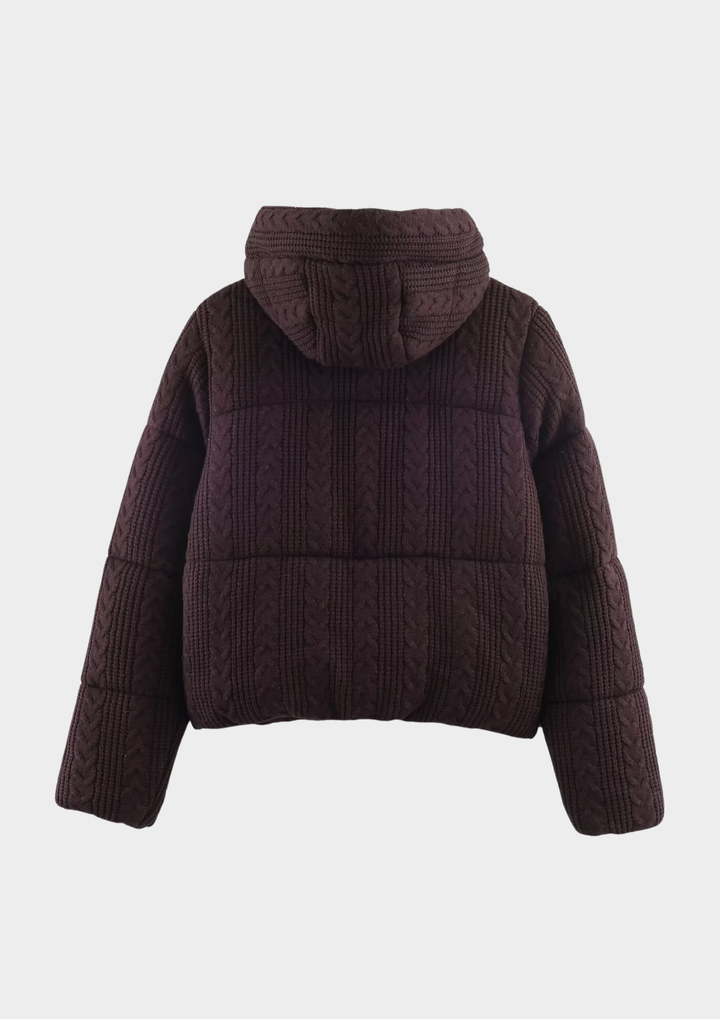 Cable Knit Hooded Cotton Padded Jacket