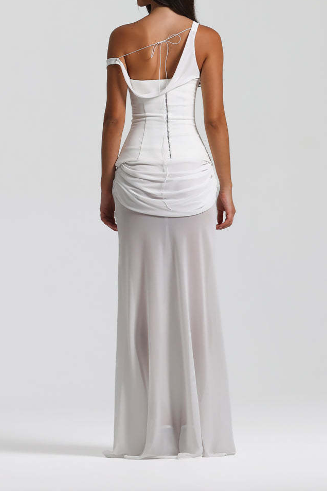 Skyla Sheer Drape Off SHoulder Maxi Dress
