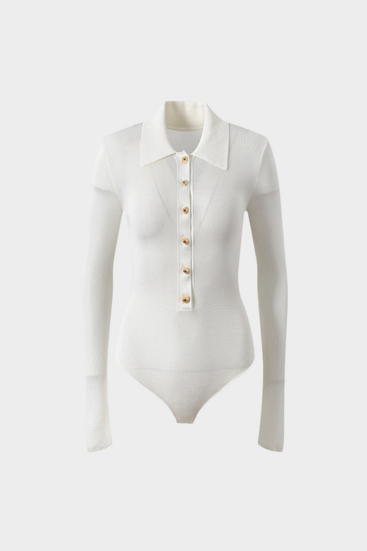 Soft Viscose Knit Long Sleeve Bodysuit Top