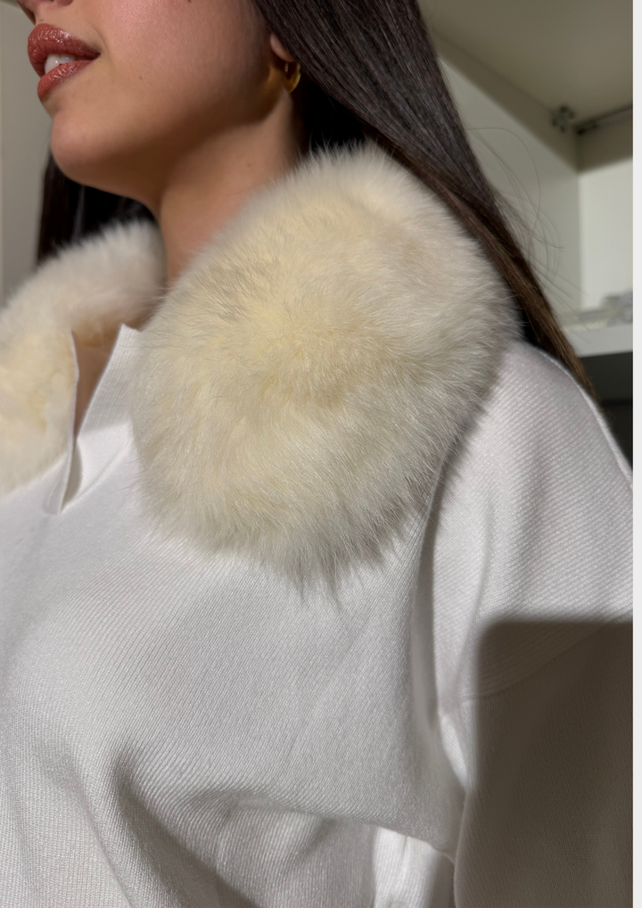 Velora Real Fox Fur Knit Lounge Set - Fur Cuff Edition