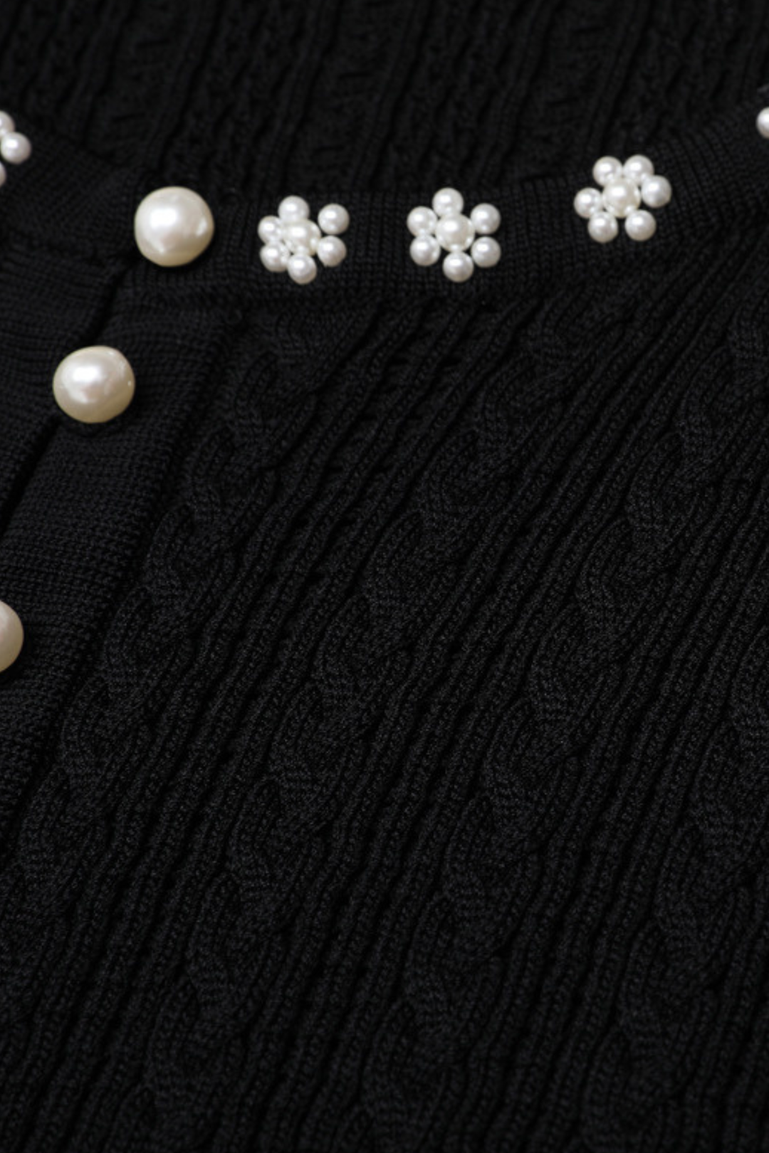 Rosette Pearl Knit Flower Cuffs  Top