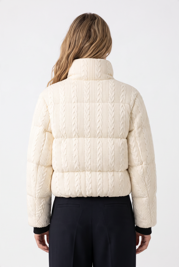 Collar Color Block Cotton Padded Jacket