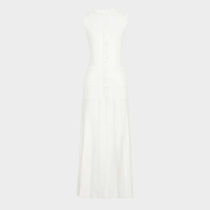 Pearl Trim Elegance Maxi Dress