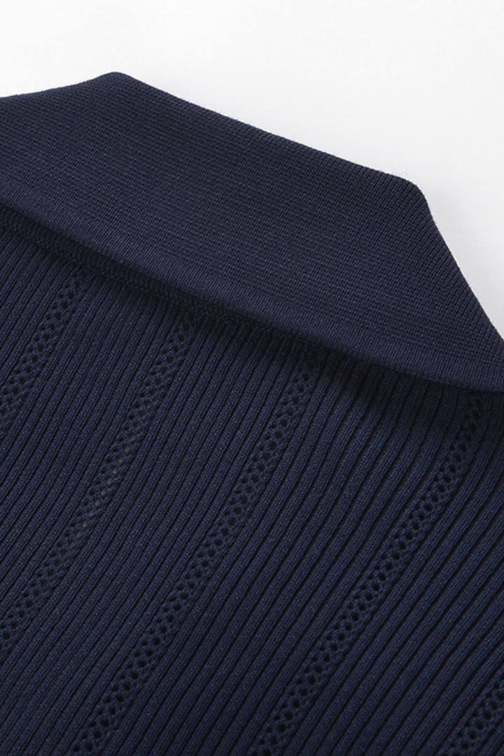 Navy Elegance Viscose Knit Fishtail Maxi Dress