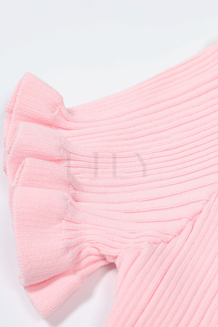 Chérie Knit Crystal Button Pleated Mini Dress