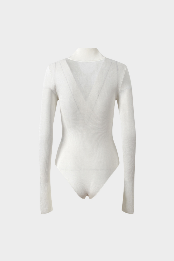 Soft Viscose Knit Long Sleeve Bodysuit Top