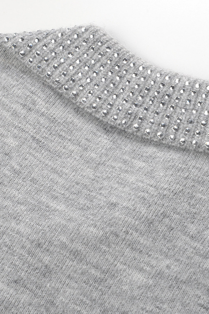 Diamond Beaded Soft Wool Collar Top