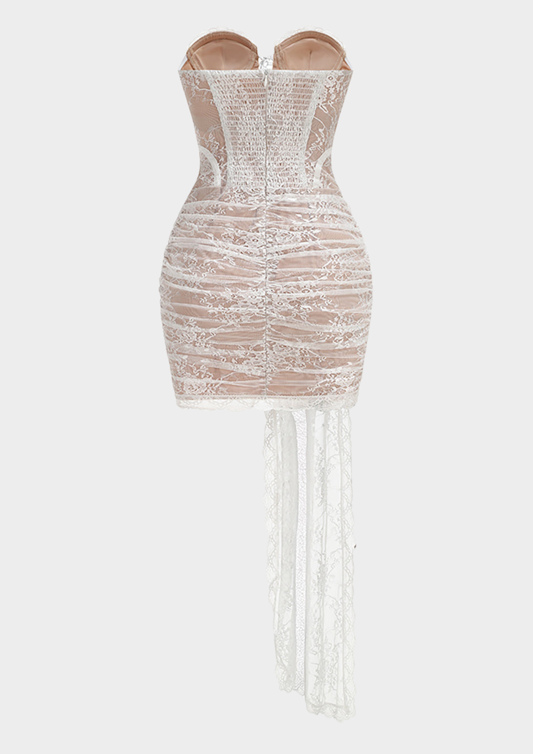 Strapless Lace Corset  Drape Mini Dress