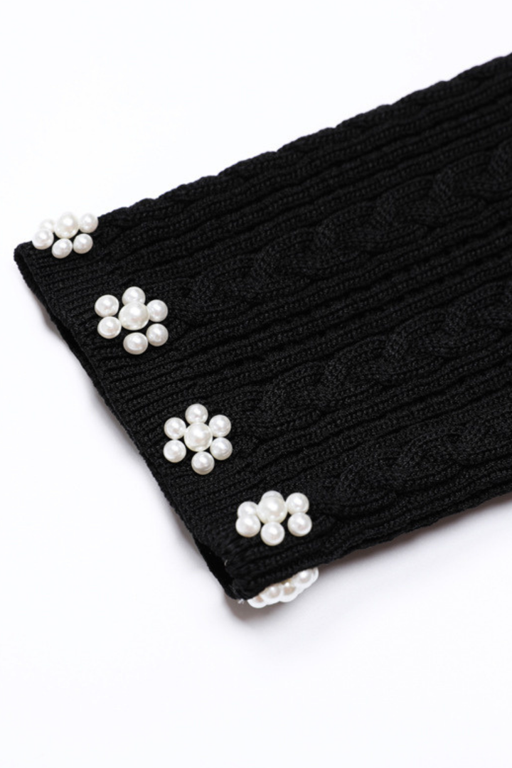 Rosette Pearl Knit Flower Cuffs  Top