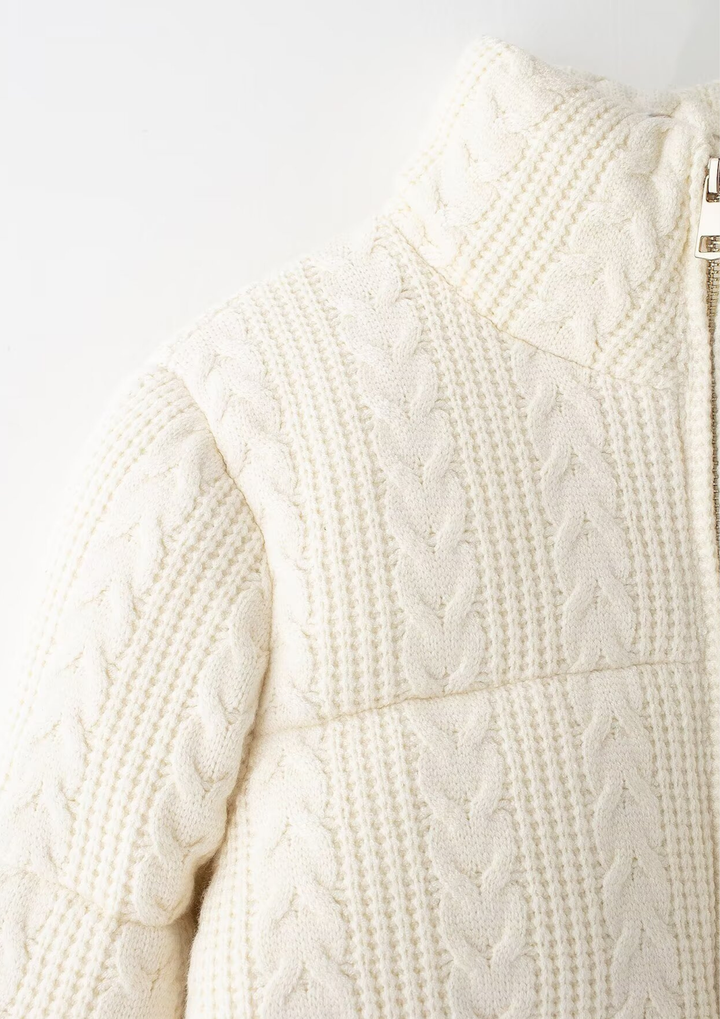 Cable Knit Cotton Zip Up Jacket