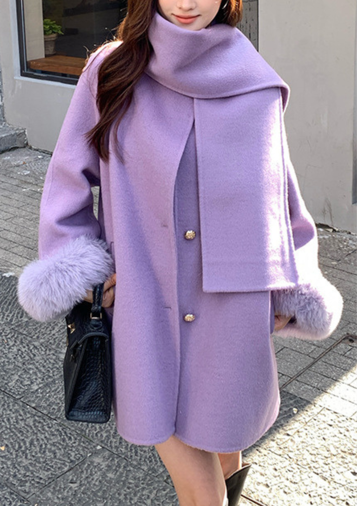 Luna Wrapped Scarf Wool Coat