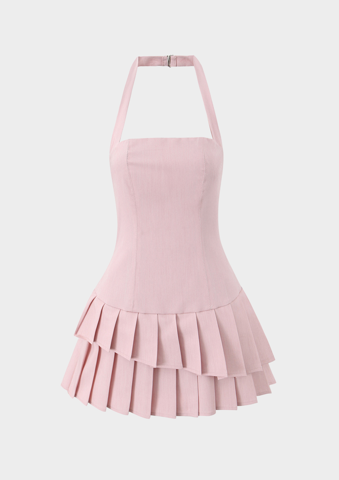 Rosa Pleated Halter Mini Dress