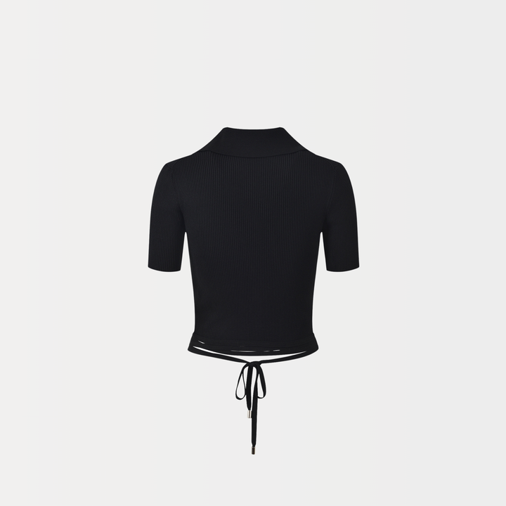 Noir Buttoned Crop Top