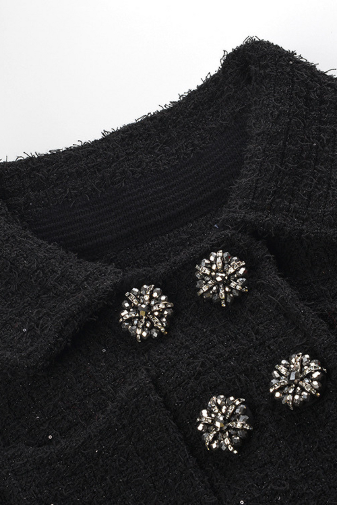 Classic Noir Ruffle Sequin Knit Maxi Dress