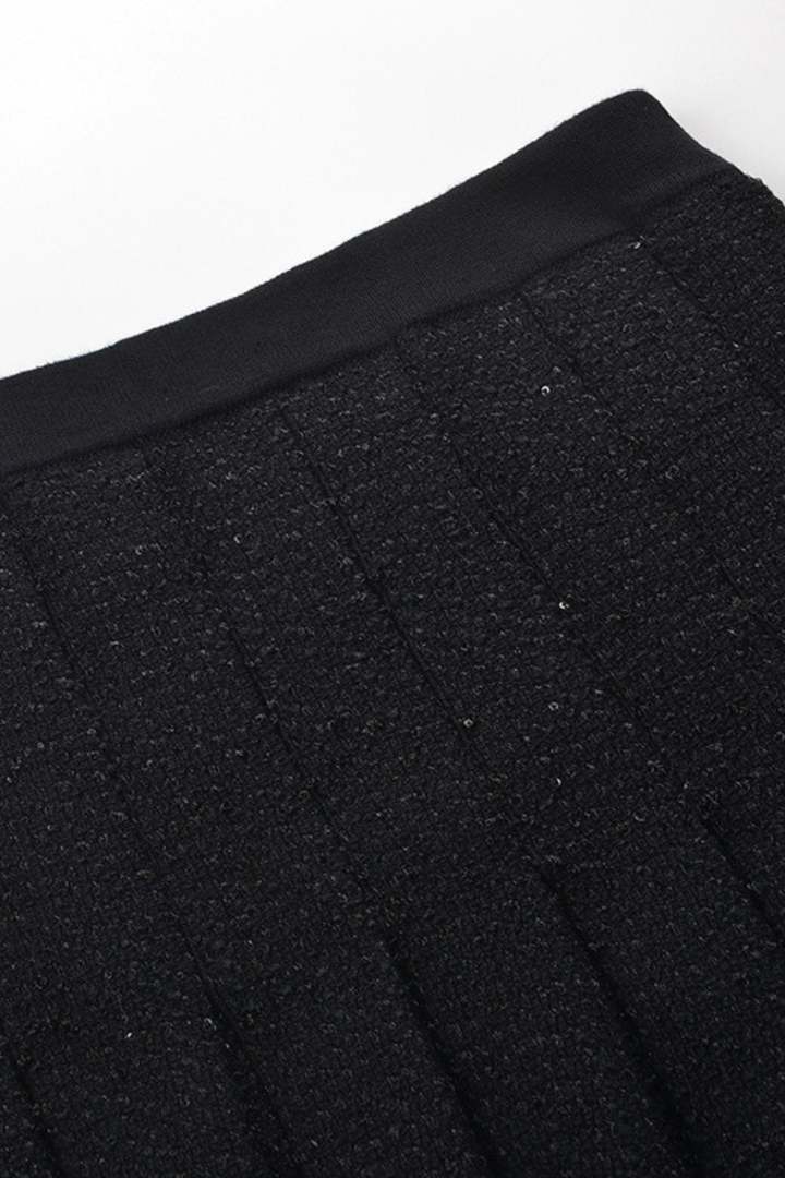 Luxury Pearl Trimmed Beaded Vest &amp; Pleated Skirt Set