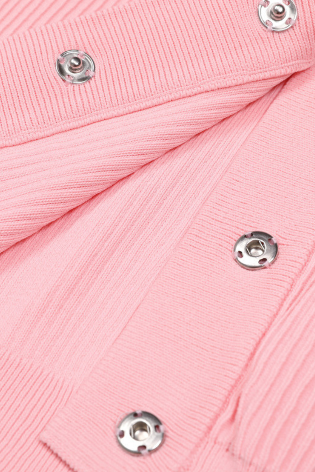 Gem Button Ribbed Knit Cardigan