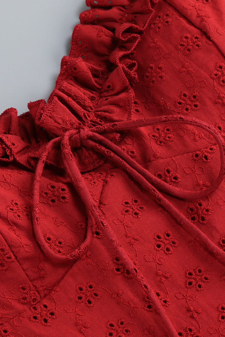 Crimson Romance Ruffle Off Shoulder  Corset Mini Dress