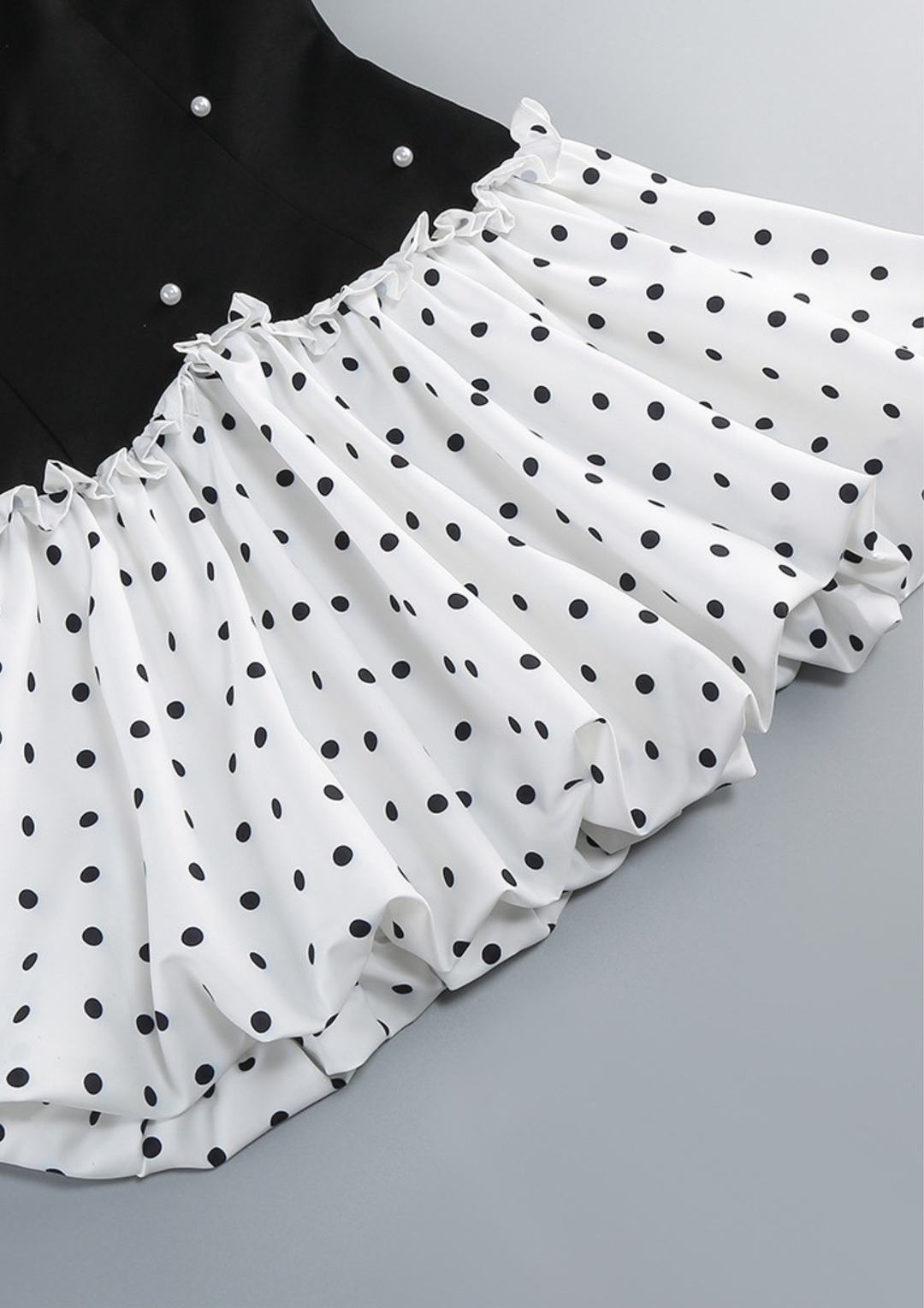 Midnight Pearl Polka Bubble Mini Dress