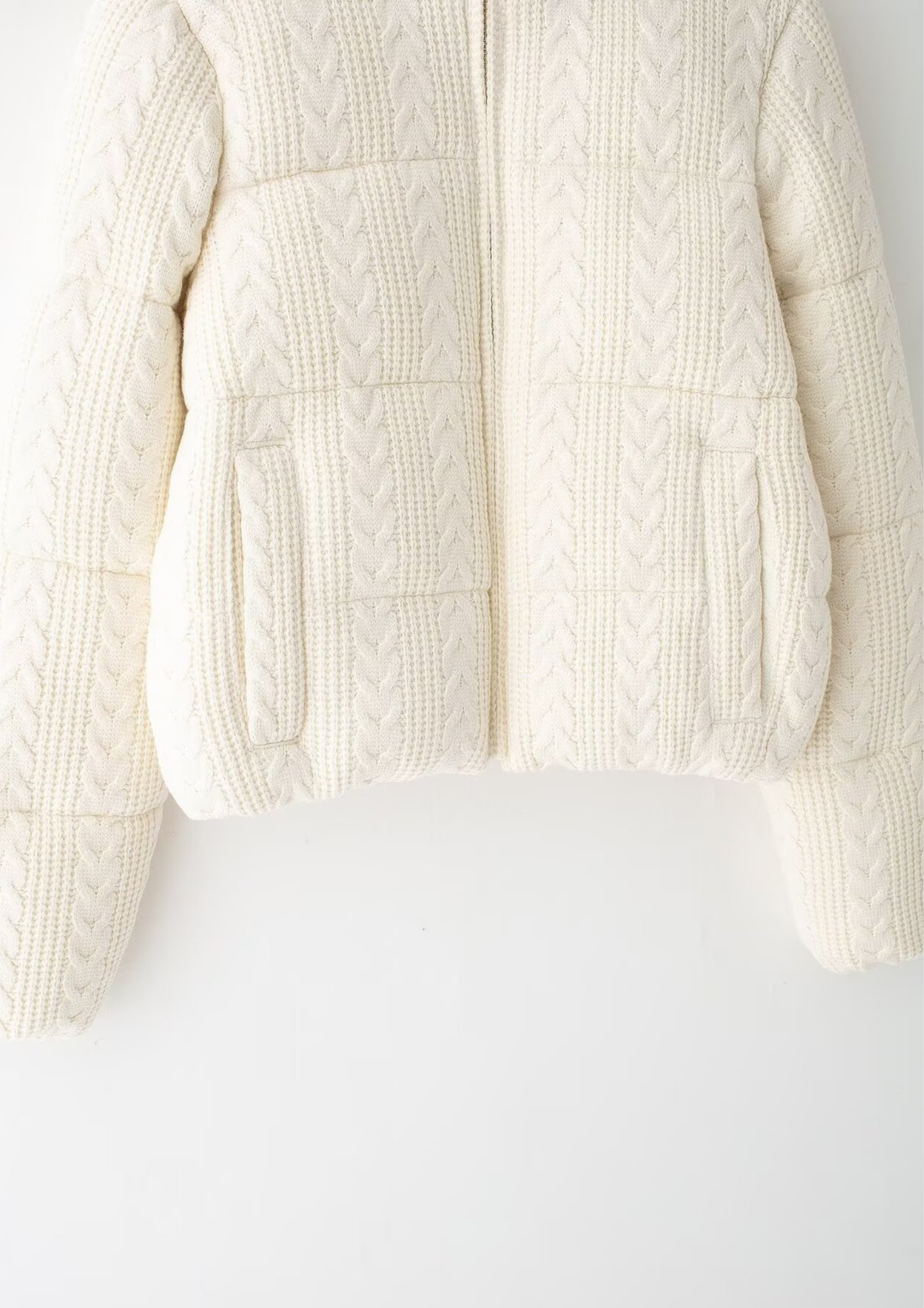 Cable Knit Cotton Zip Up Jacket