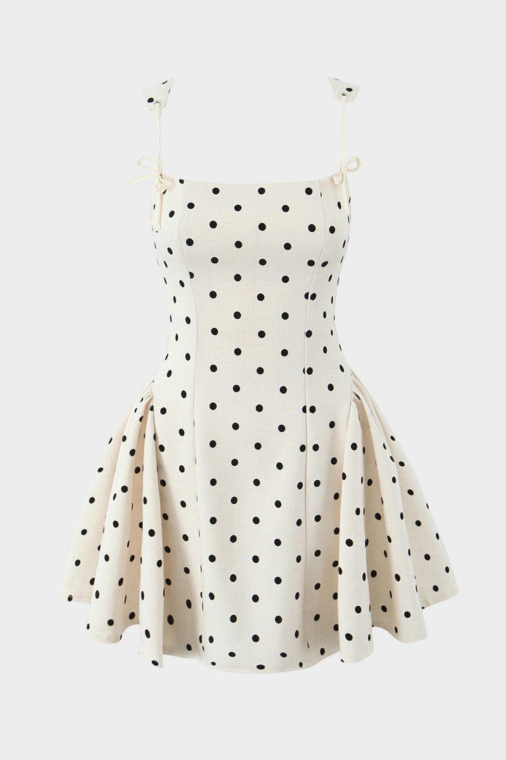 La Belle Polka Puff Strappy Mini Dress