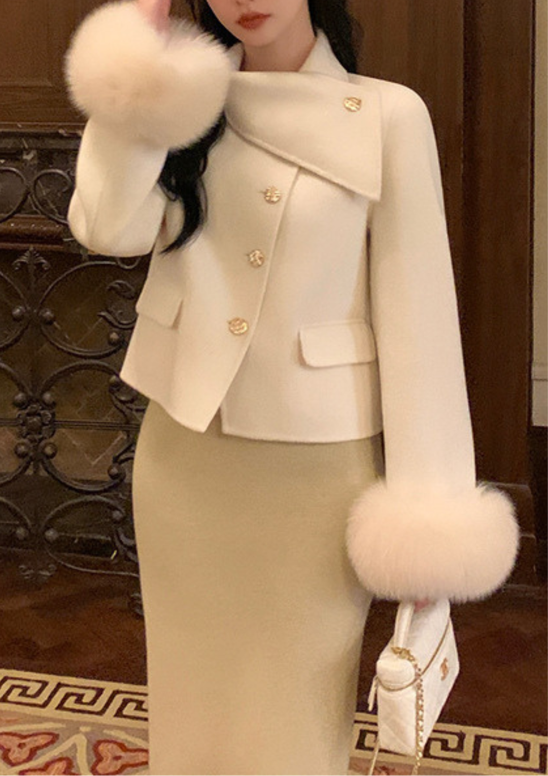 Serena Fox Cuff Cashmere Jacket