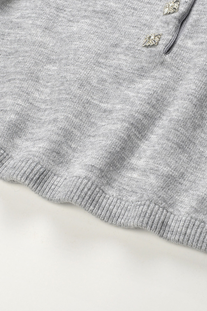 Diamond Beaded Soft Wool Collar Top