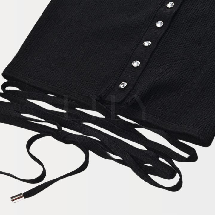 Noir Buttoned Crop Top