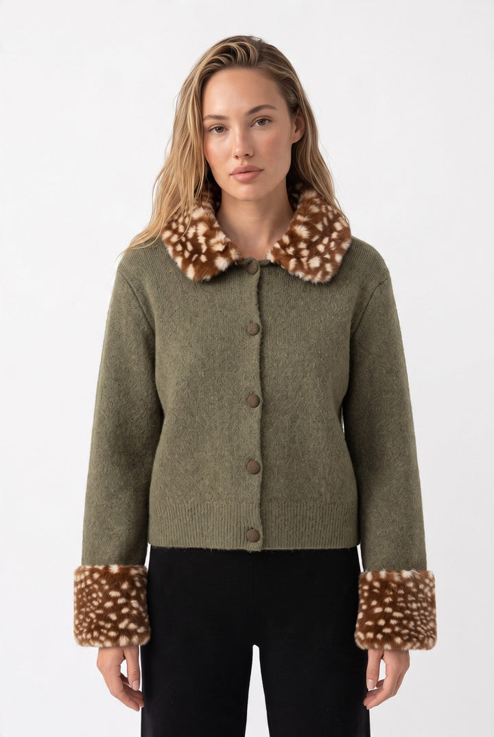 Celine Deer Print Fur Jacket Top