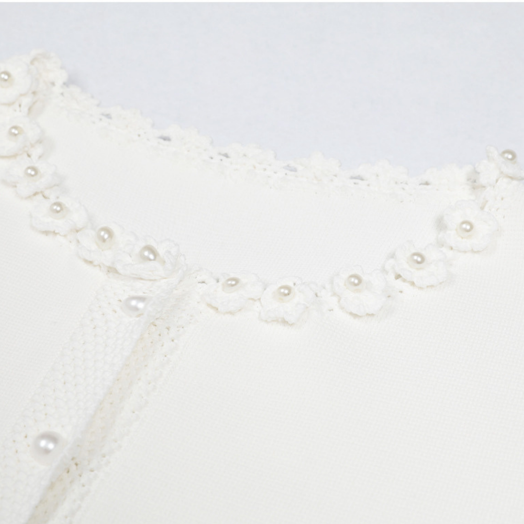 Pearl Trim Elegance Maxi Dress