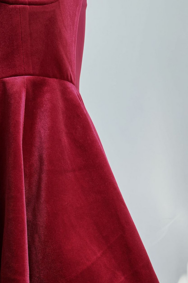 Velour Claret Bloom Romantic Mini Dress