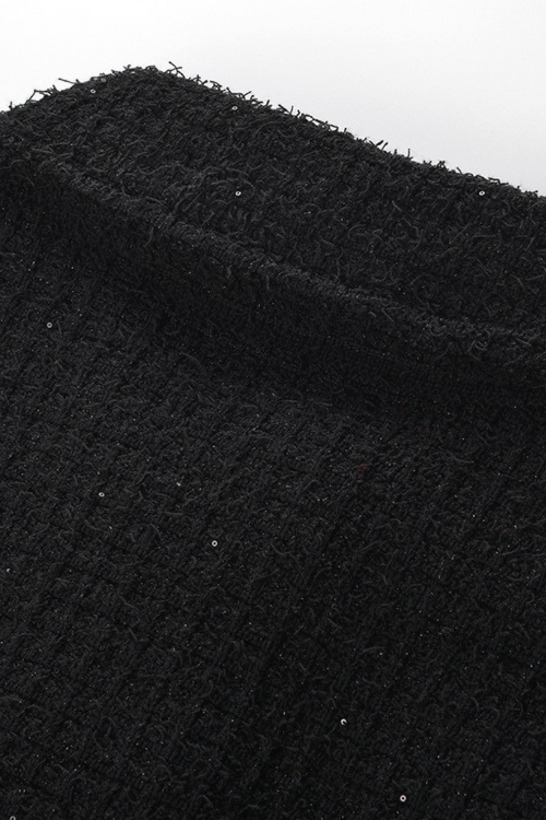 Classic Noir Ruffle Sequin Knit Maxi Dress