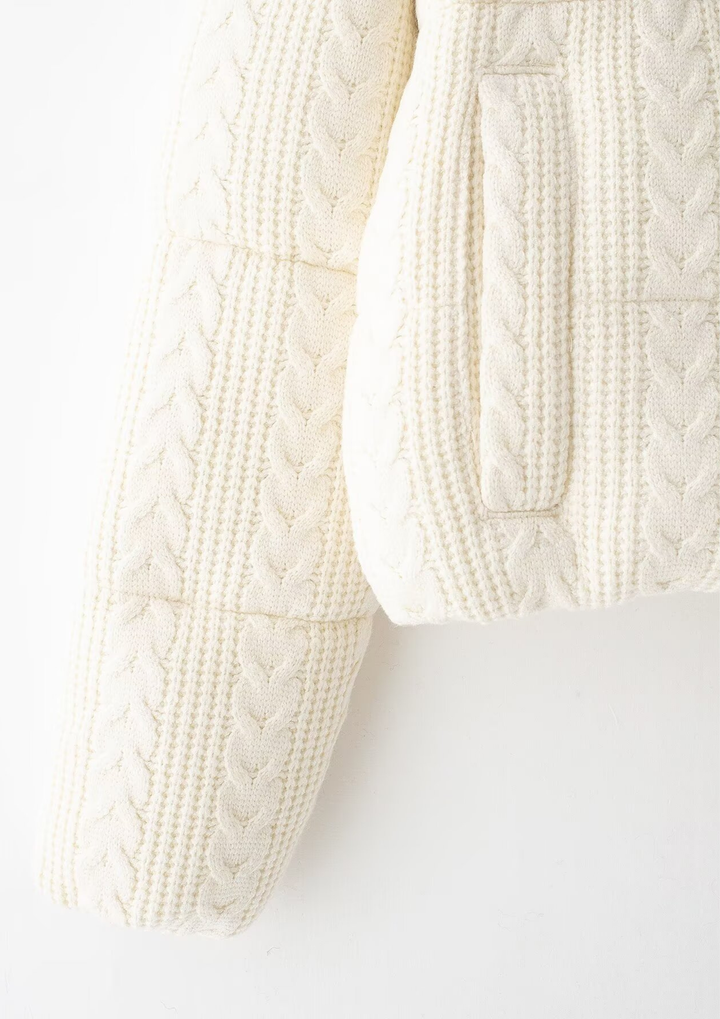 Cable Knit Cotton Zip Up Jacket