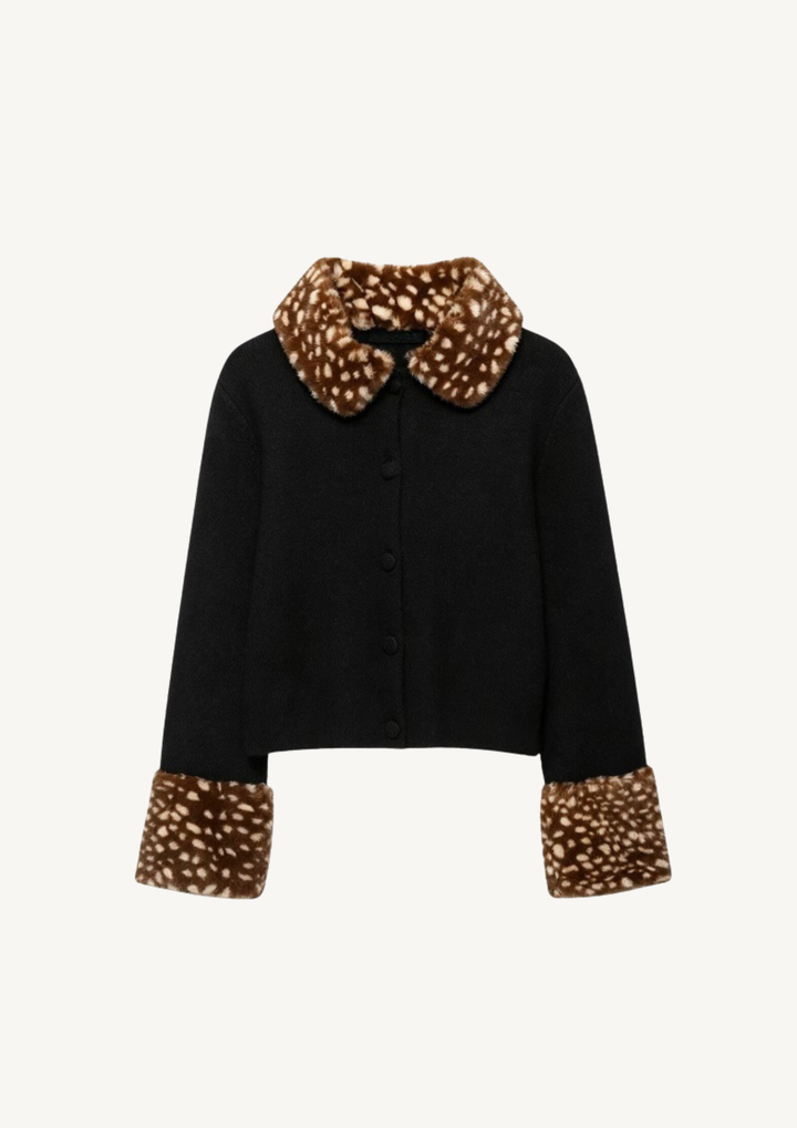 Celine Deer Print Fur Jacket Top