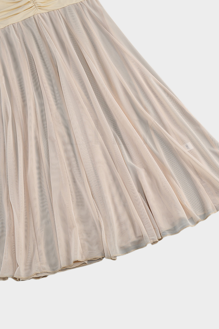 Katie Mesh Ruched Off Shoulder Sheer Maxi Dress