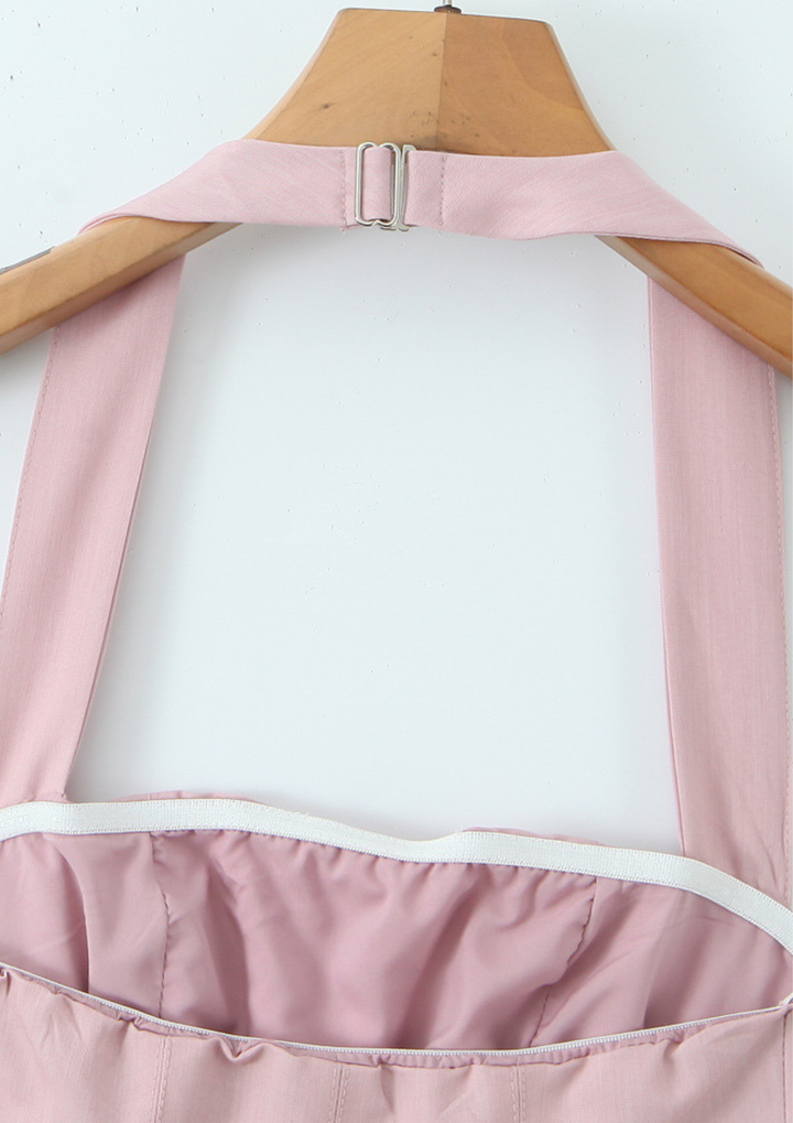 Rosa Pleated Halter Mini Dress